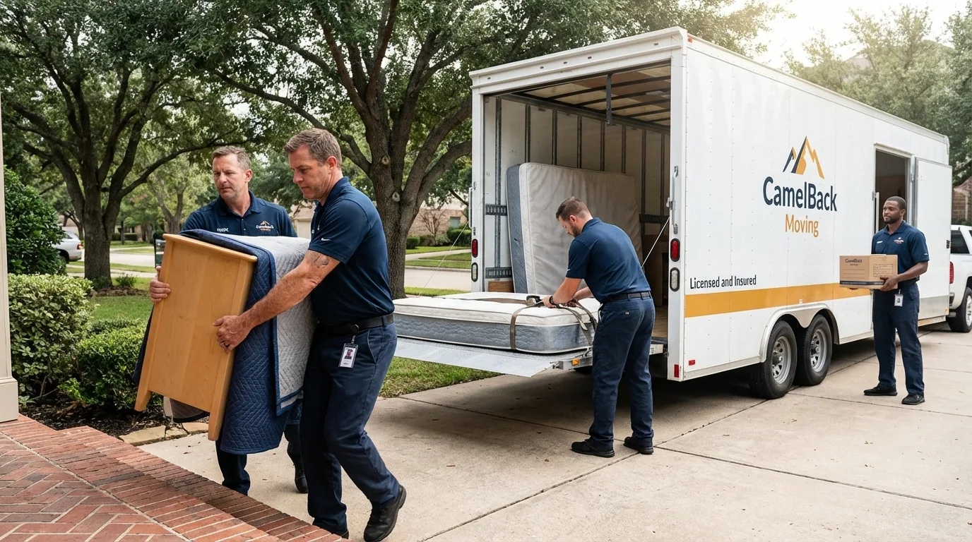 Crew loading residential truck for cross-state move from Walden, CO